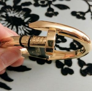 Gold Nail Hinged Bangle Bracelet